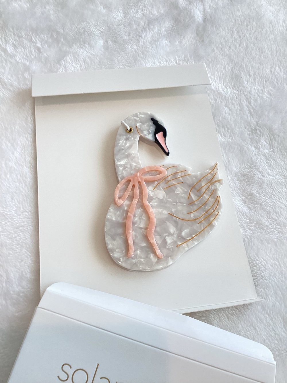 🪞Anthropologie Handpainted Compact Mirror Solar Eclipse New Swan Mirror - Picture 4 of 6